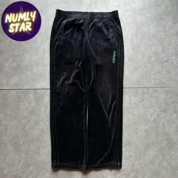 grunge adidas velour pants y2k Black
