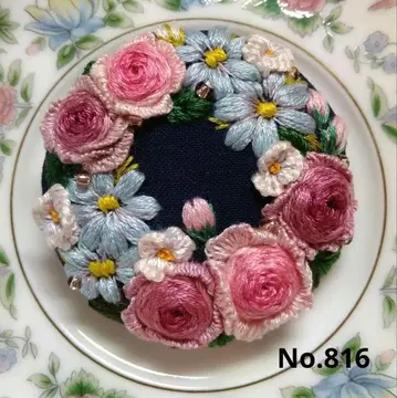 No.816 자수 브로치 핸드메이드 5cm
