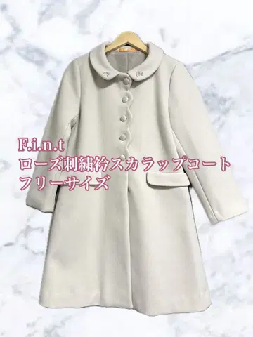 F.i.n.t 로즈 자수 스캘럽 코트 프리 사이즈