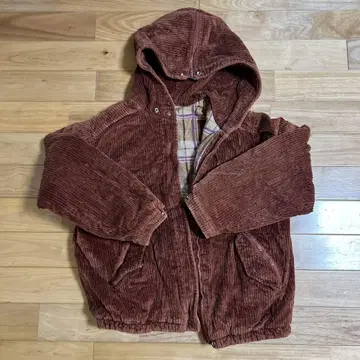 브라운 코듀로이 후드 부착 점퍼