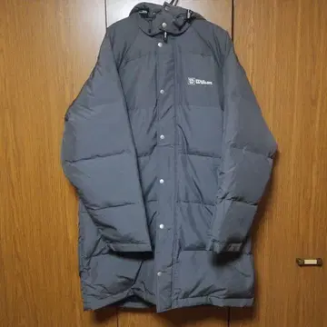 Wilson 후드 부착 그레이 롱 다운 자켓