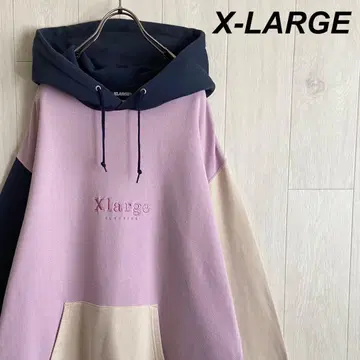 엑스라지 센터 자수 로고 멀티 컬러 풀오버 후드티 L
