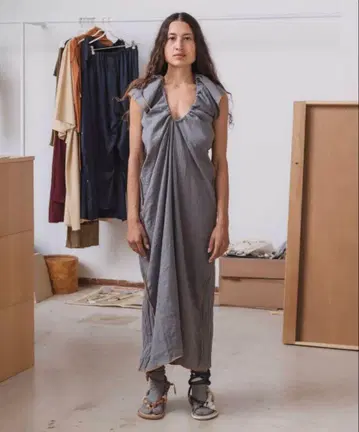 baserange max dress crinkle linen