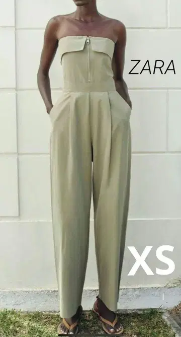 ZARA 미사용 새상품 지퍼 스트랩리스 점프수트 XS