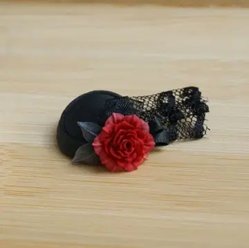 1/6 인형 사이즈 보르도 장미 부착 토크햇