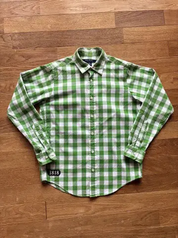 Brooks Brothers 플리스 그린 x 화이트 체크 셔츠 M 사이즈