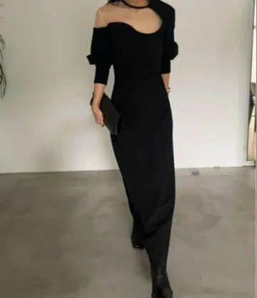 [ AMERI ] LAKE CURVE TRICOT RIB DRESS