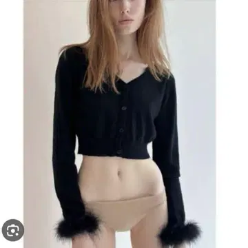 theVirgins feather cuff short cardigan