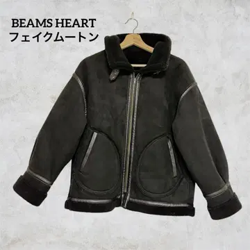 BEAMS HEART 블랙 자켓 따뜻한 겨울 페이크 무스탕
