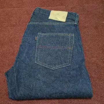 워시 처리된 새상품급 쉽스 미국제 셀비지 데님 w32 가죽 패치 체인