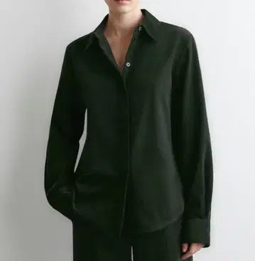 새상품급 COS 코듀로이 셔츠 숨김 버튼 블랙 L