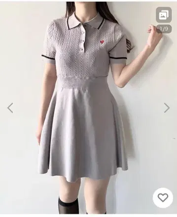 NOMAE 케이블 폴로 니트 원피스 그레이