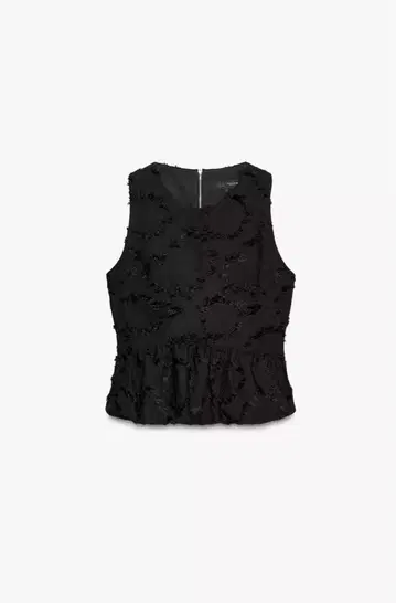 [ zara ] [ S 사이즈 ] 프린지 페플럼 상의