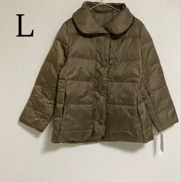 다운 자켓 긴팔 아우터 싸개 버튼 배색 다운 L 브라운 계열