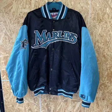 Marlins 바시티 자켓 블랙/터콰이즈