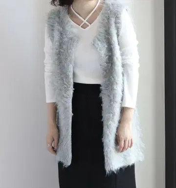 cepo 샤기 베스트 그레이 블루 M