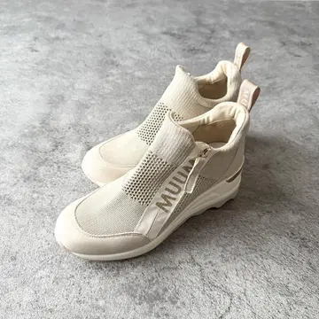 새상품급 MUUM 지퍼 니트 웨지솔 스니커즈 24.0 L 사이즈
