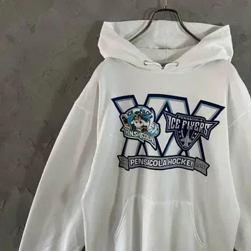 저지 후드티 빅 프린트 아이스하키 팀 로고 화이트 IW12