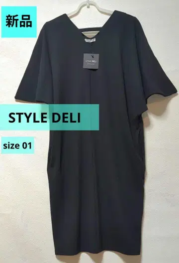 새상품 STYLE DELI 스타일 델리 V넥 원피스 팔뚝 커버 블랙 컬러