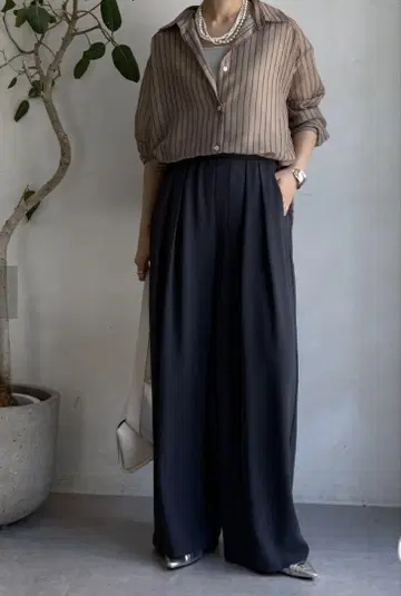 DOUDOU 듀두 턱 와이드 팬츠