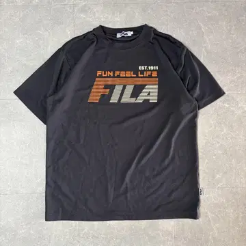 FILA 로고 프린트 T셔츠 차콜 스포츠 캐주얼 반팔
