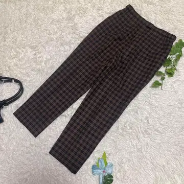컨디션 최상 레리안 울 슬랙스 블랙 베이지 체크 센터라인 13
