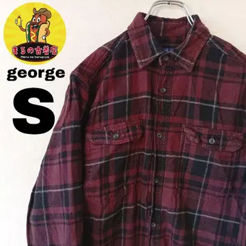 USA 구제 의류 george 플란넬 셔츠 S 브라운 블랙 체크