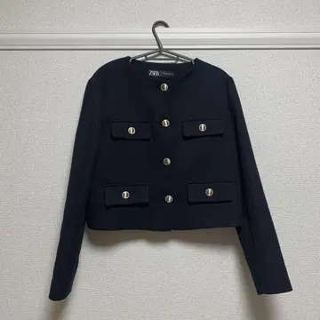 ZARA 네이비 골드 버튼 크롭 자켓 2764/637