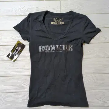 ROKKER 여성용 T셔츠 M 사이즈 블랙 로고T 택 포함
