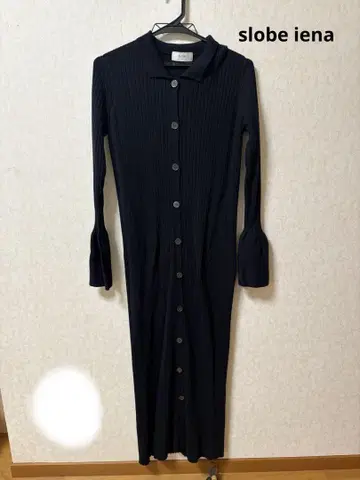 SLOBE IENA 카라 부착 니트 긴팔 원피스
