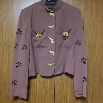 이타리야 동물 모티브 노카라 자켓 브라운