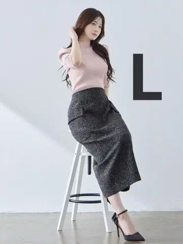 overE 트위드 라이크 세미 타이트 스커트 블랙