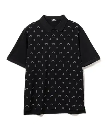 빔즈 골프 JONES 프론트 올 패턴 피케 셔츠 블랙 M 새상품