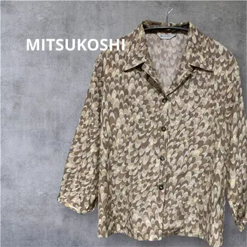 MITSUKOSHI 파도 무늬 7부 소매 셔츠 구제 의류 쇼와 레트로