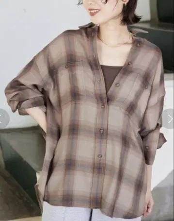 SLOBE IENA 비에라 체크 루즈 셔츠 2024AW 브라운