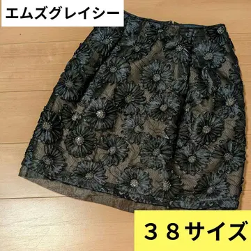 M'S GRACY 38 꽃무늬 미디 스커트 스팽글 여성용