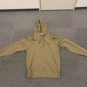 Champion 베이지 후드 부착 후드티 L
