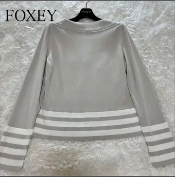 폭시 FOXEY 플라주 긴팔 니트 그레이지 보더 사이즈 40