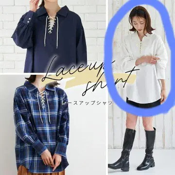 레이스업 셔츠 화이트 프리 사이즈