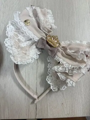 LIZLISA 도리 레이스 리본 머리띠 핑크