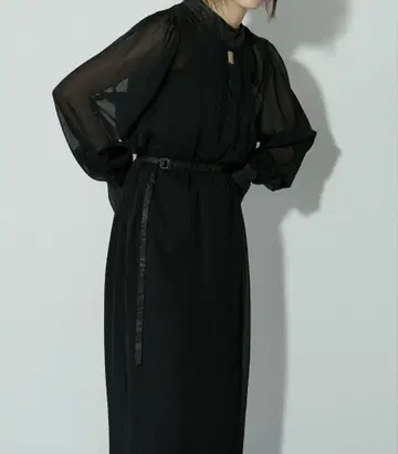 Jacquard cuffs 시어 모드 드레스 엘레강트 원피스