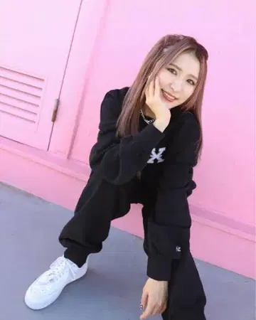 X-girl x 히라후라 NICO 맨투맨 셋업(블랙)