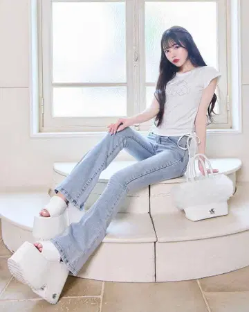 미셸 마카롱 슬림 레그 플레어 데님