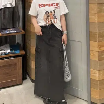 로데오 크라운 데님 카고 맥시 스커트