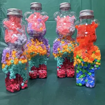 곰돌이 케이스 포함 컬러풀 블록 곰 보틀 미니 블록 대2 소2