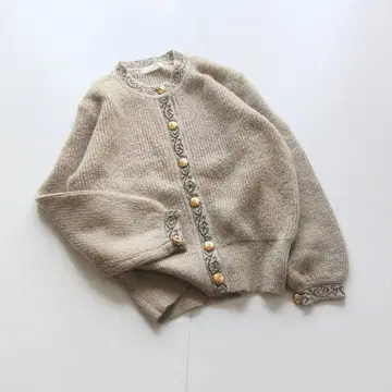 빈티지 레트로 노카라 니트 가디건 라메사 SA4