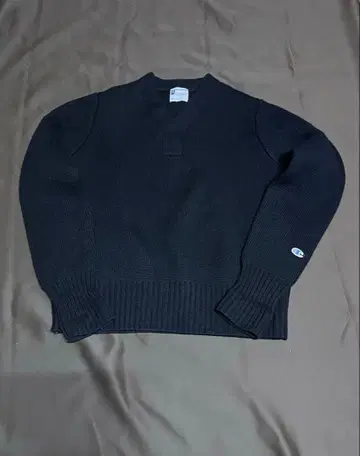 Champion 블랙 V넥 니트 M 복각