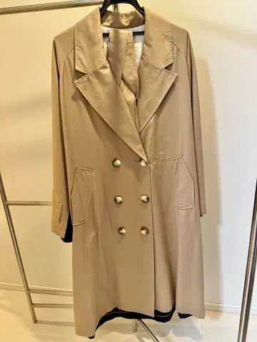 자라 더블 브레스트 바이컬러 롱 트렌치코트 베이지 네이비 S