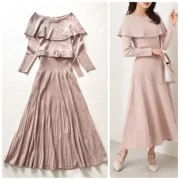 프로포션 바디 드레싱 케이프 니트 원피스 S 핑크 롱