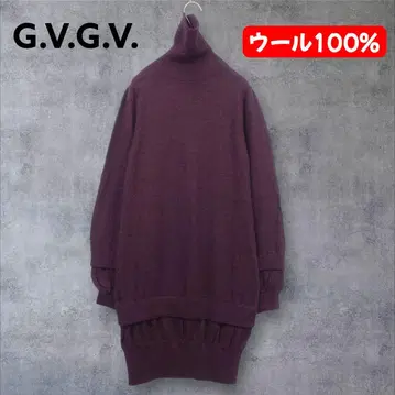 [ G.V.G.V. ] 울 100% 터틀넥 니트 원피스 퍼플 계열